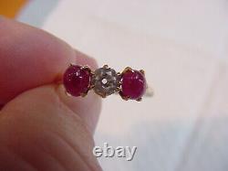 Antique Victorian Ruby and Old Mine Cut Diamond Ring 18K Gold