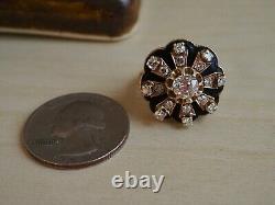 Antique Victorian/edwardian Old Mine Cut Diamond & Black Enamel Ring 1.00ct