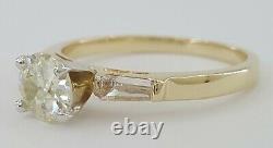 Antique Vintage 0.87 ct 14k Two-Tone Gold Old European Diamond Engagement Ring