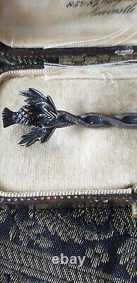 Antique Vintage 1700-s Old Scottish Thistle Brooch Long Sword 4.26 g Very Rare