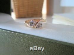 Antique Vintage 9ct Yellow Gold. 64ct Old Cut Double Diamond Engagement Ring L