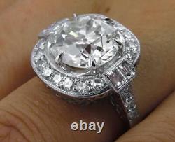 Antique Vintage Art Deco Old European Cut 5.62CT CZ Women's Wedding Silver Ring