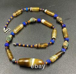 Antique Vintage Banded Agate Old Beads Necklace