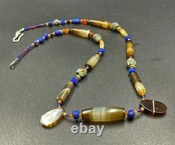 Antique Vintage Banded Agate Old Beads Necklace