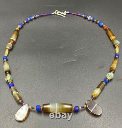 Antique Vintage Banded Agate Old Beads Necklace