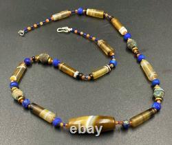 Antique Vintage Banded Agate Old Beads Necklace