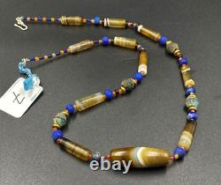 Antique Vintage Banded Agate Old Beads Necklace