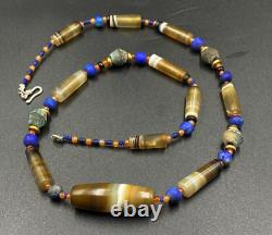 Antique Vintage Banded Agate Old Beads Necklace