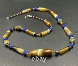 Antique Vintage Banded Agate Old Beads Necklace