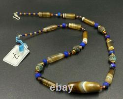 Antique Vintage Banded Agate Old Beads Necklace