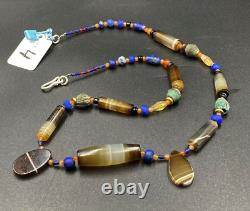 Antique Vintage Banded Agate Old Beads Necklace