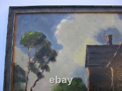 Antique Vintage Black Americana Painting Old Landscape Signed Rodda Regionalism