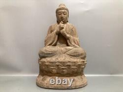 Antique Vintage China Old Wood Wooden Carved Buddha Statue Home Decor Sculpture