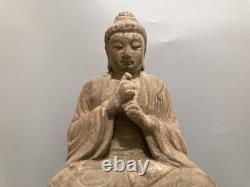 Antique Vintage China Old Wood Wooden Carved Buddha Statue Home Decor Sculpture