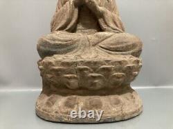 Antique Vintage China Old Wood Wooden Carved Buddha Statue Home Decor Sculpture