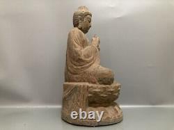 Antique Vintage China Old Wood Wooden Carved Buddha Statue Home Decor Sculpture