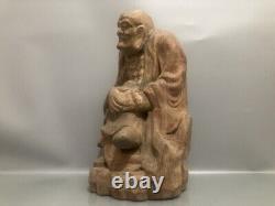 Antique Vintage China Old Wood Wooden Carved Buddha Statue Home Decor Sculpture