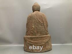 Antique Vintage China Old Wood Wooden Carved Buddha Statue Home Decor Sculpture