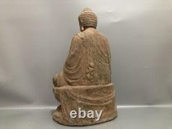 Antique Vintage China Old Wood Wooden Carved Buddha Statue Home Decor Sculpture