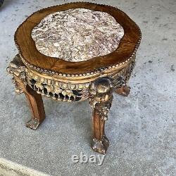 Antique Vintage Chinese Asian Marble Claw Foot Rest Table Heavy Old Stand