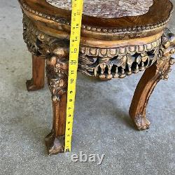 Antique Vintage Chinese Asian Marble Claw Foot Rest Table Heavy Old Stand