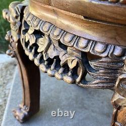 Antique Vintage Chinese Asian Marble Claw Foot Rest Table Heavy Old Stand