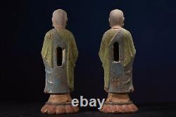 Antique Vintage Chinese Old Wood Wooden Carved Painted Buddha Statue Sculpture