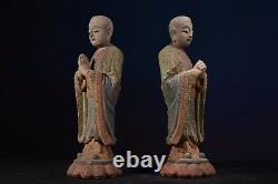 Antique Vintage Chinese Old Wood Wooden Carved Painted Buddha Statue Sculpture