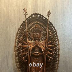 Antique Vintage Chinese Old Wooden Carving Kwan Yin Statue Buddha Sculptures Art