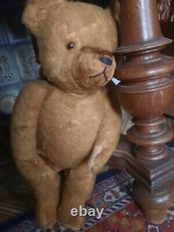 Antique-Vintage-Doll-Bear-Sawdust-Splints OLD EARLY TEDDY BEAR 55cm