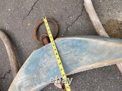 Antique Vintage Double Oxen Ox Yoke In Old Blue Paint