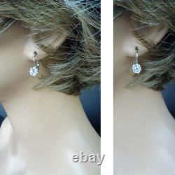 Antique Vintage Earrings 18k White Gold Old Mine Cut Diamonds (7153)