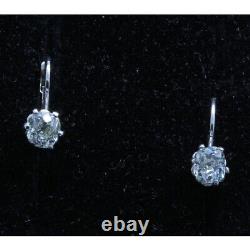 Antique Vintage Earrings 18k White Gold Old Mine Cut Diamonds (7153)