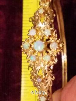 Antique Vintage Flower 14K Yellow Gold Filigree FIRE OPALS Bracelet 50 Years Old