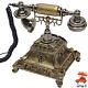 Antique Vintage Handset Old Telephone European Style Rotary Dial Phone Gold New