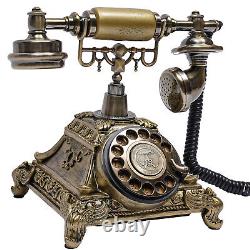 Antique Vintage Handset Old Telephone European Style Rotary Dial Phone Gold New