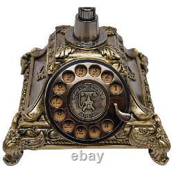 Antique Vintage Handset Old Telephone European Style Rotary Dial Phone Gold New