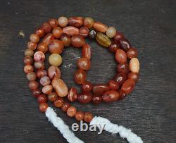 Antique Vintage Himalayan African Afghan Carnelian Agate Old Bead Necklace