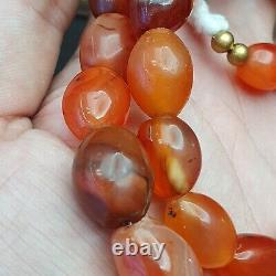 Antique Vintage Himalayan African Afghan Carnelian Agate Old Bead Necklace