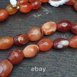 Antique Vintage Himalayan African Afghan Carnelian Agate Old Bead Necklace