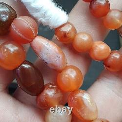 Antique Vintage Himalayan African Afghan Carnelian Agate Old Bead Necklace