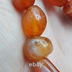 Antique Vintage Himalayan African Afghan Carnelian Agate Old Bead Necklace