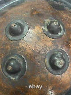Antique Vintage Hippo Leather Shield Handmade Period Piece Old Rare Collectible