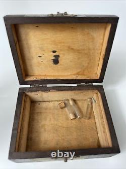Antique Vintage Homoeopathic Medicine Bottles Inside Wooden Box Old B33