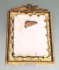 Antique Vintage Miniature CAJOLE Hand Painted Porcelain Plaque Gilt Frame Old