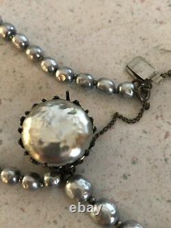 Antique Vintage Miriam Haskell Baroque Pearl Bracelet Signed Silver Costume Old