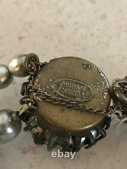 Antique Vintage Miriam Haskell Baroque Pearl Bracelet Signed Silver Costume Old