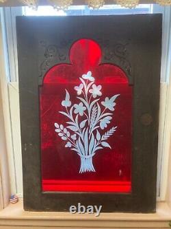 Antique Vintage Old Bohemian Glass Doors in Wood Frames