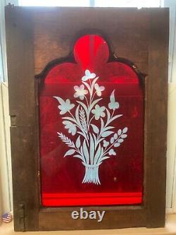 Antique Vintage Old Bohemian Glass Doors in Wood Frames