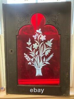 Antique Vintage Old Bohemian Glass Doors in Wood Frames